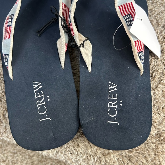 NWT J. Crew Embroidered American Flag Patriotic Flip Flops. Size 7. Summer. - Picture 3 of 9